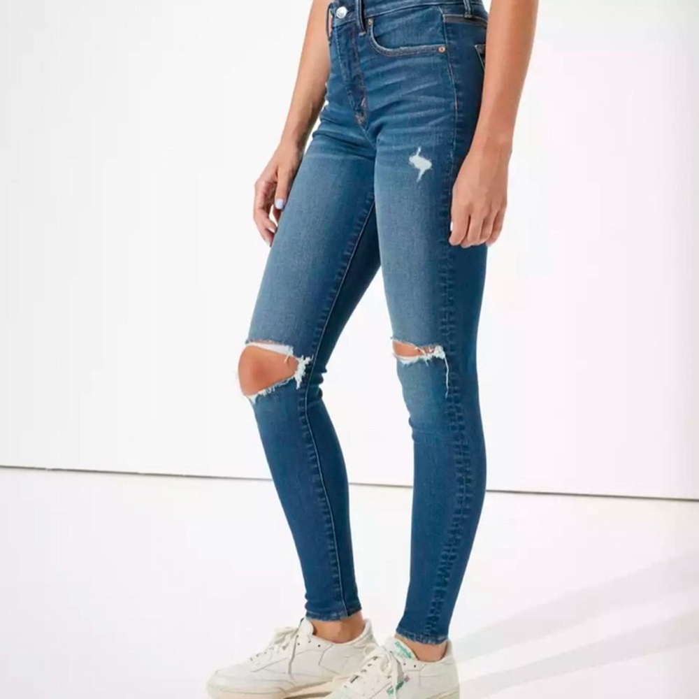 Women's Blue Distressed Jeans